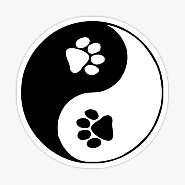 Doggy Paw Prints Yin Yang Symbol Sticker