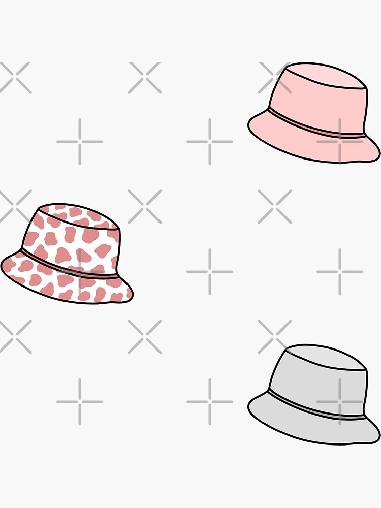 Thumbnail 3 of 3, Sticker, Pack of pink bucket hats designed and sold by Pastel-PaletteD.