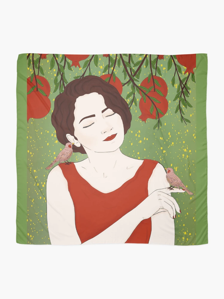 Aperçu 2 sur 3. Foulard avec l'œuvre Chuchotement créée et vendue par Roshi-R.