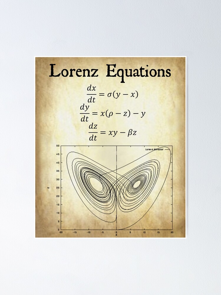 Lorenz Equations Butterfly Effect Chaos Theory Vintage Math Physics Design  on Parchment Background