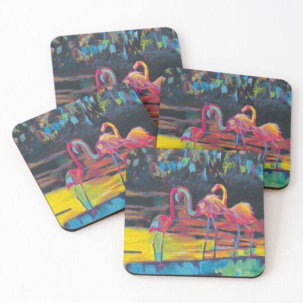 Item preview, Flamingos in Impressionist Expressionist Phoenicopterus Roseus Style designed and sold by artshop77.