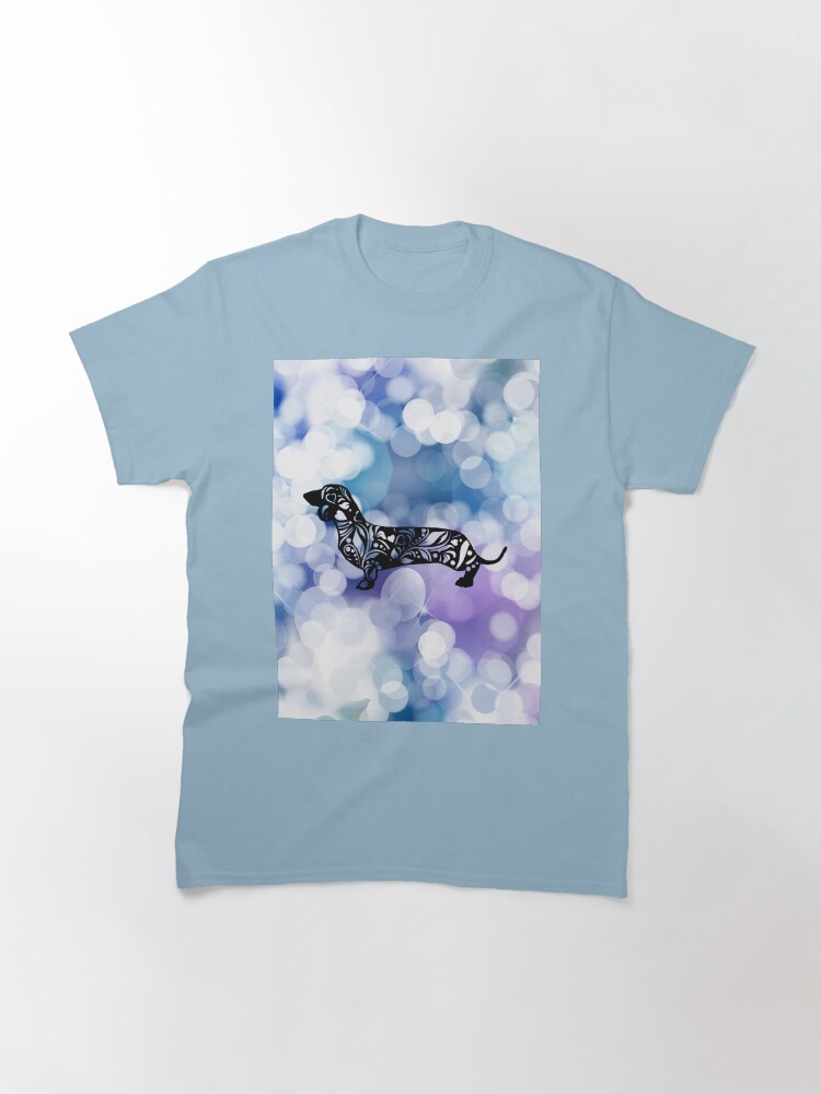 Alternate view of Blue Purple Glittering Dachshund Mandala Classic T-Shirt