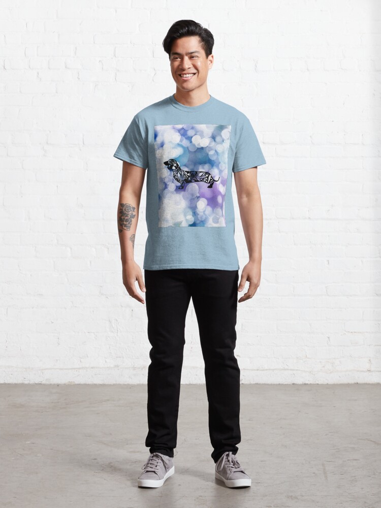 Alternate view of Blue Purple Glittering Dachshund Mandala Classic T-Shirt