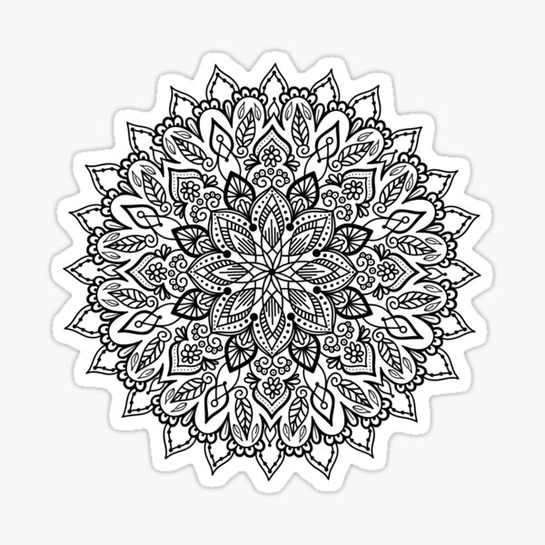 Mandala number 7 black flower Sticker