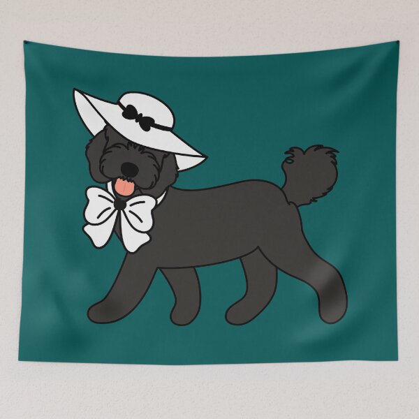 Item preview, Fashion Black Cockapoo Cavapoo Cavoodle Dog with Ribbon Bow designed and sold by Lulupainting.