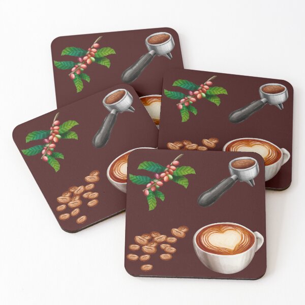 Item preview, Assorted Coffee Elements Pack - Coffee Fruit, Coffee Beans,  Portafilter and Caffe latte designed and sold by Alicia Chee.