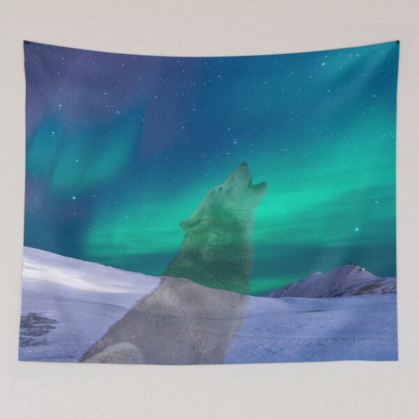 Item preview, Wolf northern lights design designed and sold by Cafecreative.