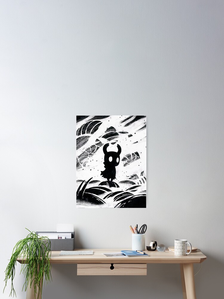 Thumbnail 2 of 3, Poster, Black and White Hollow Knight designed and sold by Saikishop.