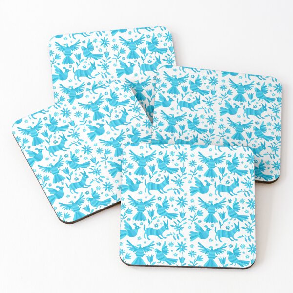 Item preview, otomi, cyan otomi texture, mexican otomi, mexican art, mexican craft, mexican folk, otomi texture, mexican pattern, flowers, birds, animals, blue otomi texture,  designed and sold by Terevela.