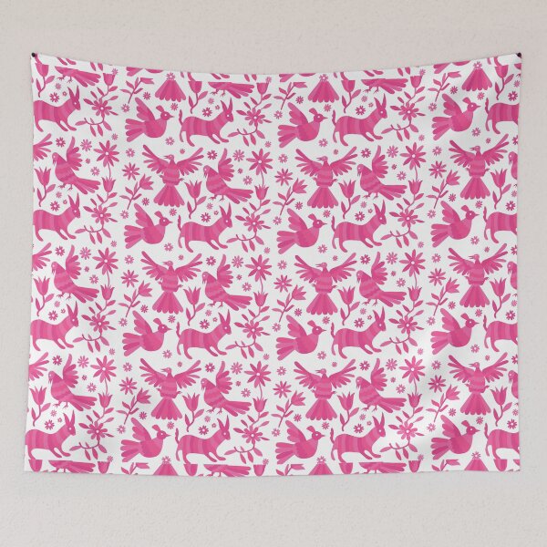 Item preview, otomi, pink otomi texture, mexican otomi, mexican art, mexican craft, mexican folk, otomi texture, mexican pattern, flowers, birds, animals, pink designed and sold by Terevela.