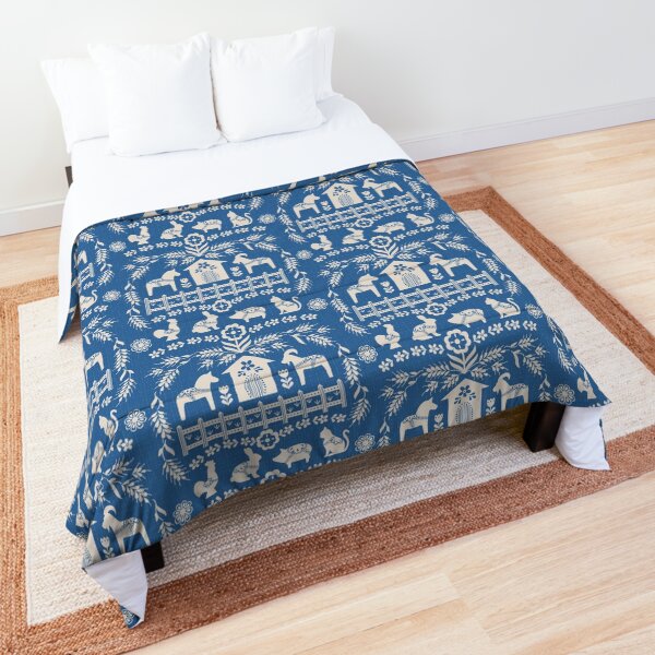 Dala Farm in Blue Comforter
