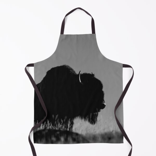 Artikelvorschau, Bison mit Blick über die Prärie, schwarz und weiß entworfen und verkauft von Zurickdesigns.
