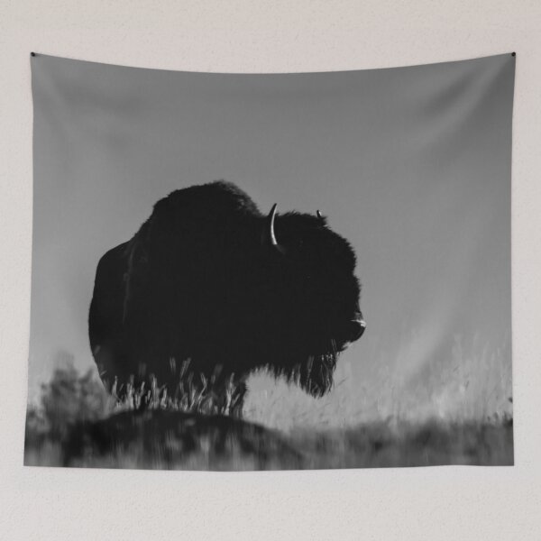 Item preview, Bison Looking Over the Prairie Black and White designed and sold by Zurickdesigns.