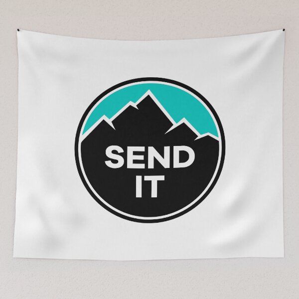 Item preview, Send It - Rock Climbing Mountain Inspirational Design - Turquoise/Blue designed and sold by Seth's Tees.