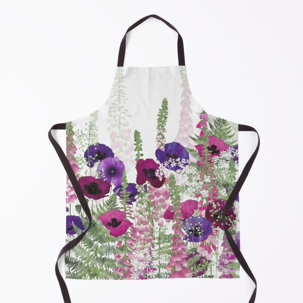Purple Poppies, Pink Foxgloves & Ferns Apron