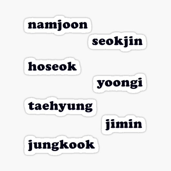 Pin On Bts - Bts Member Name Stickers For Sale Redbubble - Cara Byrdo