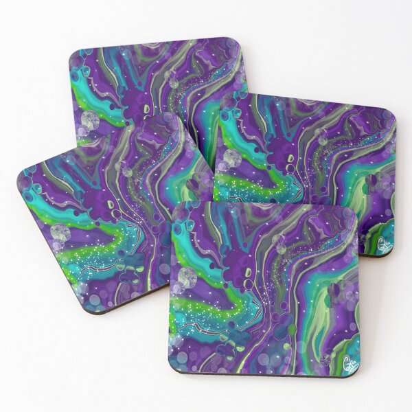 Item preview, Aurora, digital fluid pour with cells designed and sold by MayGreenAbgrall.