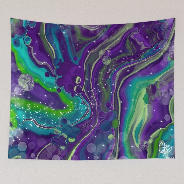 Item preview, Aurora, digital fluid pour with cells designed and sold by MayGreenAbgrall.