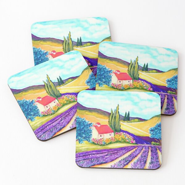 Item preview, Cottage in lavender field gouache painting designed and sold by horseaddicted.