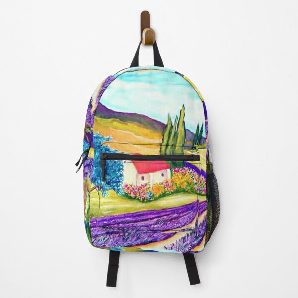 Item preview, Cottage in lavender field gouache painting designed and sold by horseaddicted.