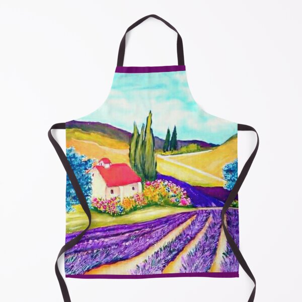 Item preview, Cottage in lavender field gouache painting designed and sold by horseaddicted.