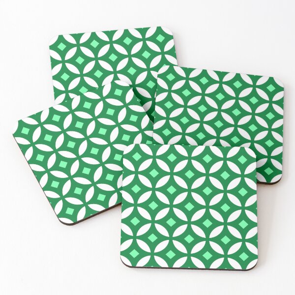 Item preview, Green & White Circulare Lattice Pattern stars & diamonds designed and sold by ImageNugget.