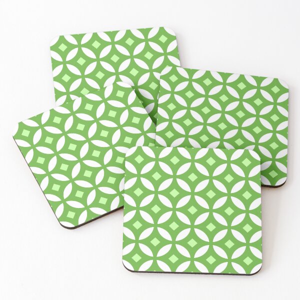 Item preview, Grass Green & White Circulare Lattice Pattern stars & diamonds designed and sold by ImageNugget.