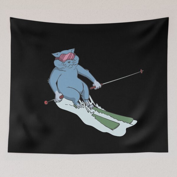 Item preview, Cat on skis wedeling designed and sold by Monkey Ful.
