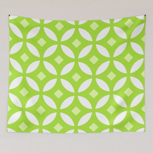 Item preview, Lime green & White Circulare Lattice Pattern stars & diamonds designed and sold by ImageNugget.