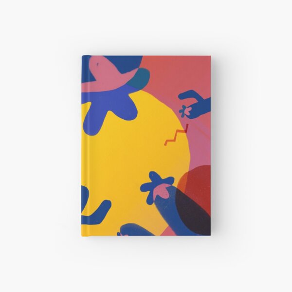 Retro illustration of sun in the desert Hardcover Journal