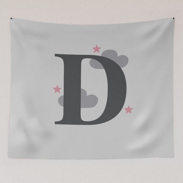 Aperçu de l'œuvre Étoiles roses et nuages - Nom D personnalisé, initiale, monogramme créée et vendue par CocoandDaisy.