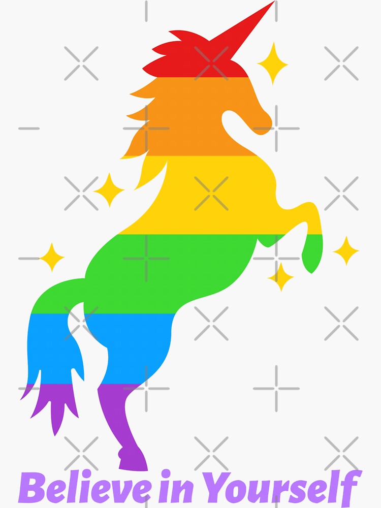 "Believe in yourself rainbow unicorn " Sticker by vanissafberg | Redbubble