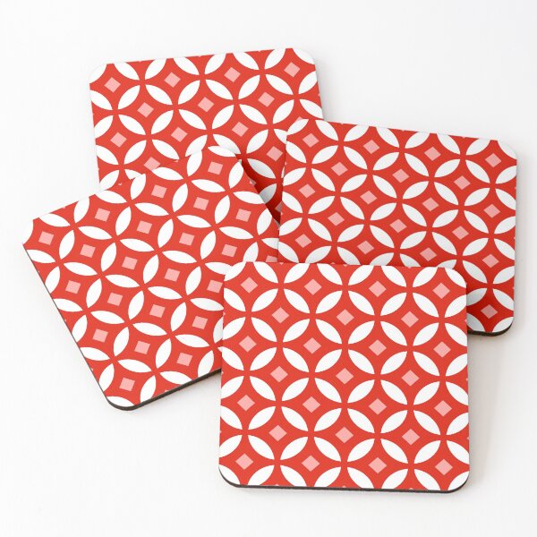 Item preview, Red & White Circulare Lattice Pattern stars & diamonds designed and sold by ImageNugget.
