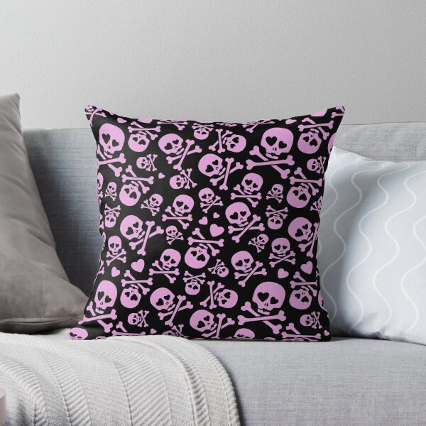 Gothic Skulls Halloween Pillow Purple Glam Goth