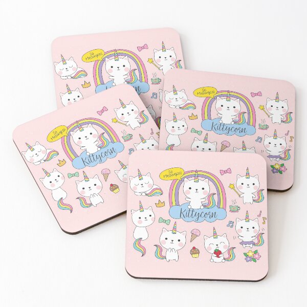 Item preview, Cute White Cat Unicorn With Rainbow designed and sold by tshirtsmk.