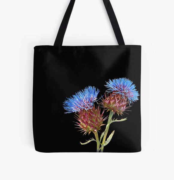 Scottish Thistle (Black) All Over Print Tote Bag