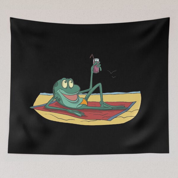 Item preview, Sweet frog with cocktail on the beach designed and sold by Monkey Ful.