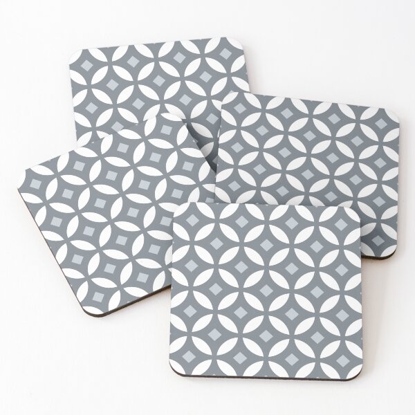 Item preview, Cool Grey & White Circular Lattice Pattern stars & diamonds designed and sold by ImageNugget.