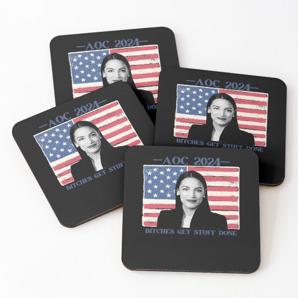 Item preview, AOC 2024 Alexandria Ocasio-Cortez Bitches Get Stuff Done American Flag Democrat Progressive designed and sold by RKSDesigns.