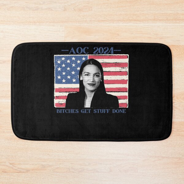 Item preview, AOC 2024 Alexandria Ocasio-Cortez Bitches Get Stuff Done American Flag Democrat Progressive designed and sold by RKSDesigns.