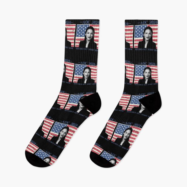 Item preview, AOC 2024 Alexandria Ocasio-Cortez Bitches Get Stuff Done American Flag Democrat Progressive designed and sold by RKSDesigns.