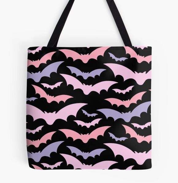 Pastel Goth Pink Bats Tote Bag Aesthetic Fashion Side 