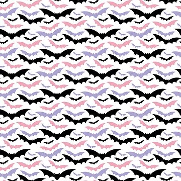 Pastel Goth Pink With Flying Bats Decorative Bath Mat Spooky 