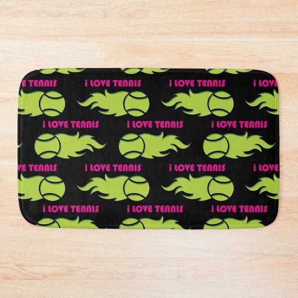 Item preview, I love tennis with fuming tennis balls on black background designed and sold by EvieWoj.