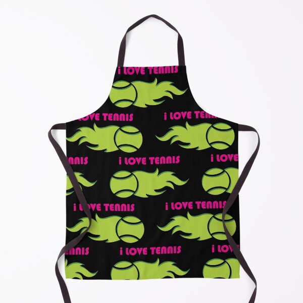 Item preview, I love tennis with fuming tennis balls on black background designed and sold by EvieWoj.