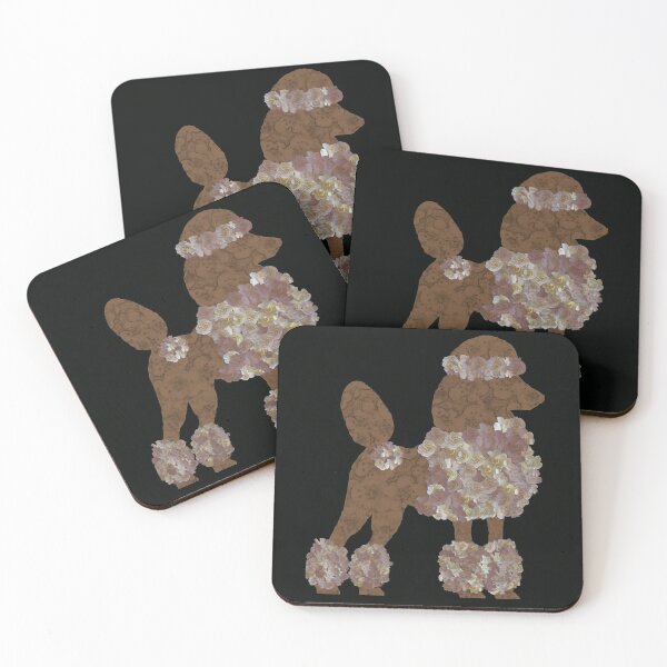 Item preview, Brown Poodle in coffee and cream flowers designed and sold by ThePoodleandCo.