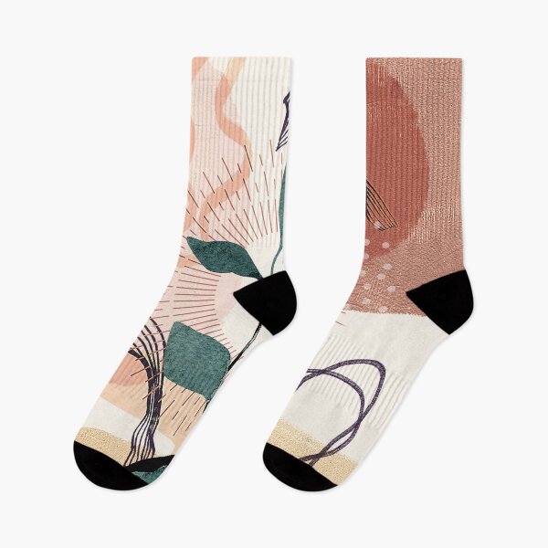 Item preview, Eucalyptus Watercolor Branch Abstract Tropical Boho Minimalist Art with warm earthy tones and pastel colors with solid and soft gradient shapes VII designed and sold by AbstractTrace.