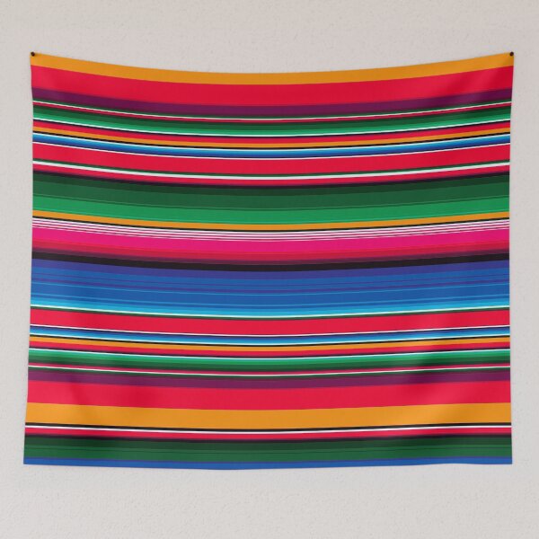 Item preview, Serape Manta Mexicana Poncho Patrón Multicolor Rayas Rojo y Azul designed and sold by Troy Krieger.