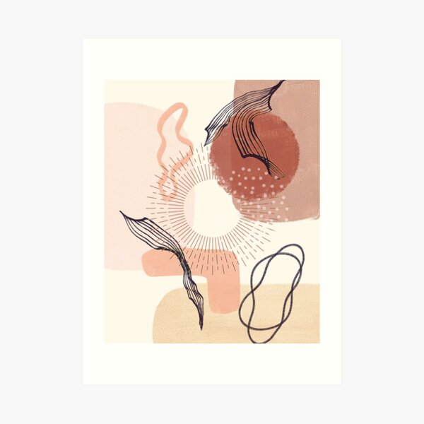 Boho Abstract Minimalist Scandinavian Art with warm earthy tones and pastel colors with solid and soft gradient shapes I Art Print
