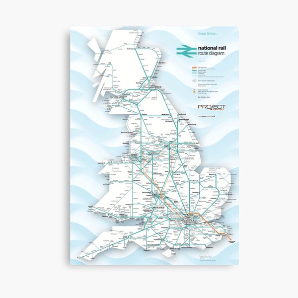 Great Britain train rail route map Canvas Print